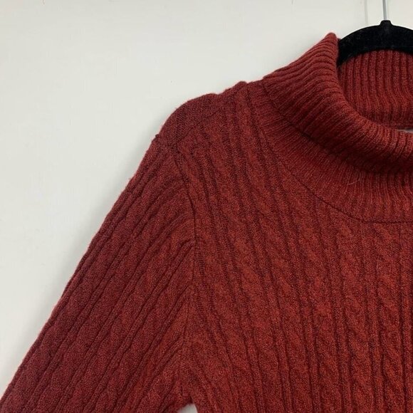Olivia Sky Women's Cable Knit Key Hole Turtleneck in Heather Burg Sz S NWT - Picture 4 of 11